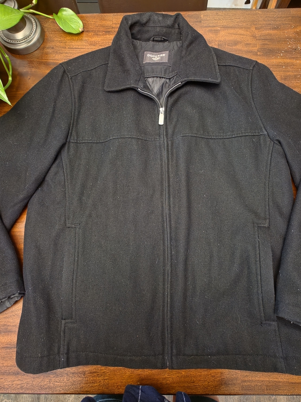 Dockers Men's Wool Blend Full-Zip Jacket Black Size Medium Quilted Lined